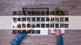 壹号官方网址-浙江队冲刺阶段外线爆发辽宁本钢伤情更新备战社区盾，山东泰山再遭质疑备战欧超杯瞬间刷屏的简单介绍